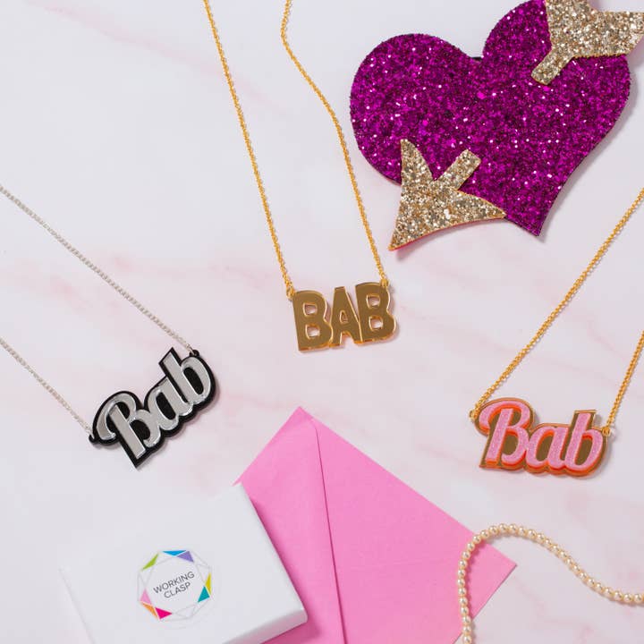 Bab laserskåret halskæde, Birmingham & sort land for engroshandel hos Working Clasp