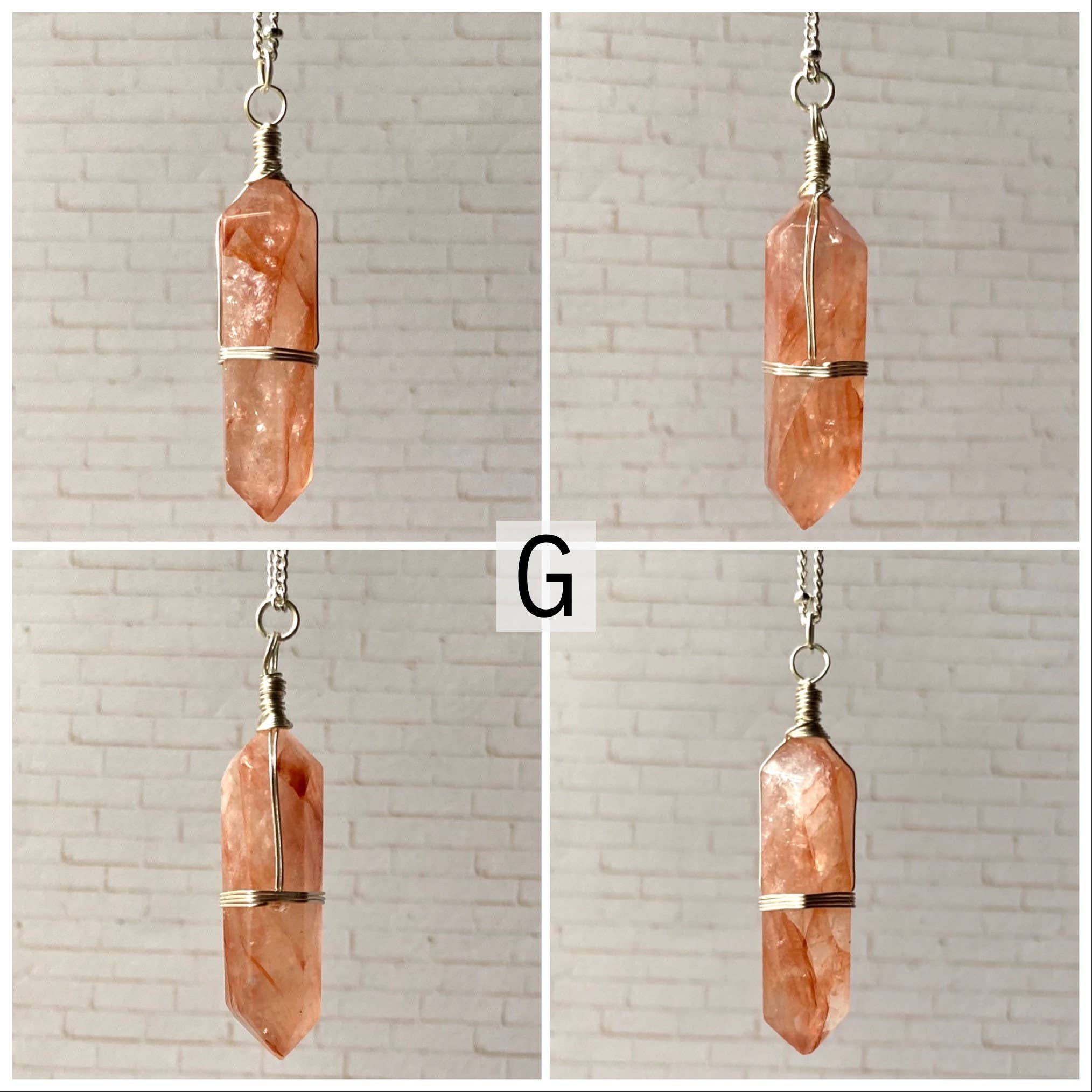 Moonchild Society - Vente Colliers à pendentif - Collier en cristal de quartz de feu lépidocrocite, bijoux enveloppés de fil d'argent, choisissez votre cristal10