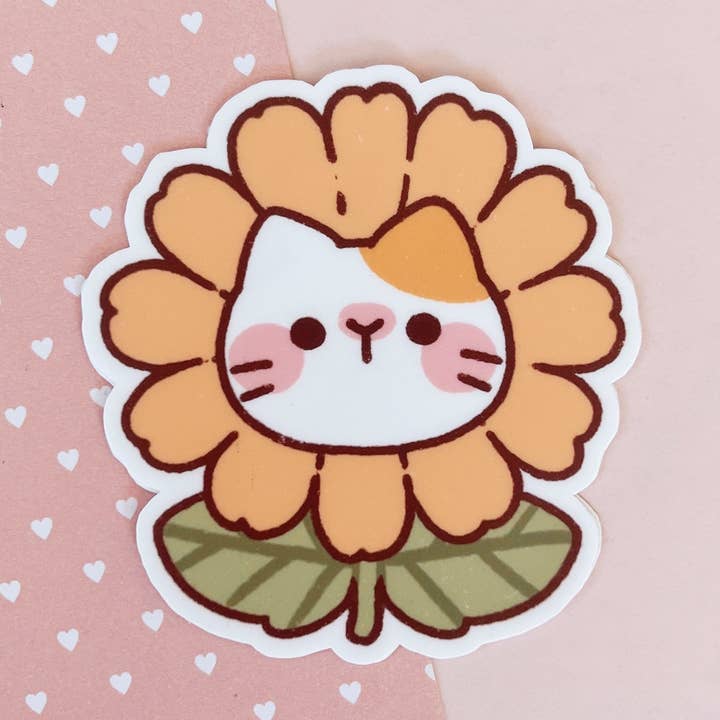 Flower Cat Sticker for wholesale by Cherry Rabbit