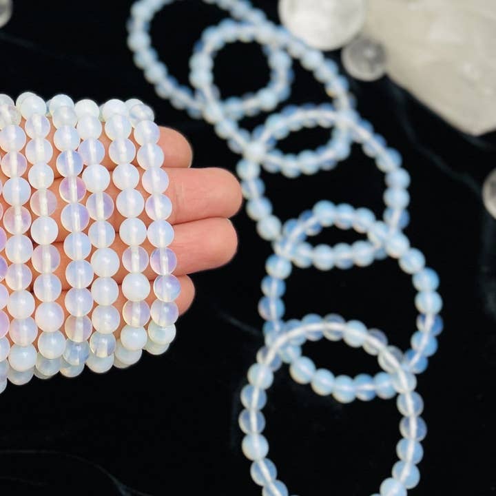 Opalite Round Bead Crystal Mala Bracelets for wholesale by Rock Paradise