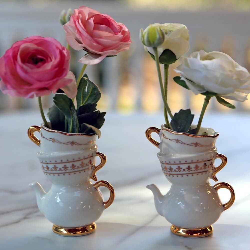 Kate Aspen - Wholesale Vase - Tea Time Whimsy Ceramic Bud Vase (Set of 2)6