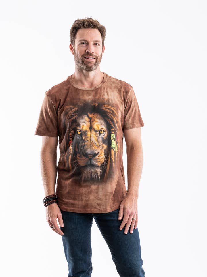 Adult Rasta Lion Natural Dyed T-shirt for wholesale by Wild Style