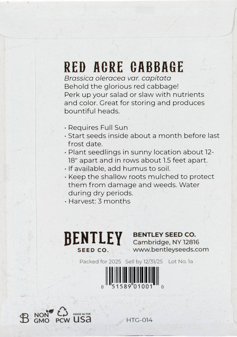 Bentley Seed Co. - Wholesale Plant Seeds - Cabbage-Red Acre 18601