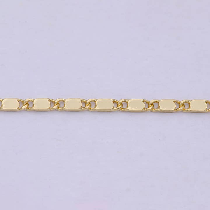 Aim Eternal - Wholesale Link & Chain Necklace - 23.5 Inch Unique Finished Chain, 14K Gold Filled Flat Link Chain, Dainty 2.4mm Unique Necklace with Lobster Clasps WA-6212