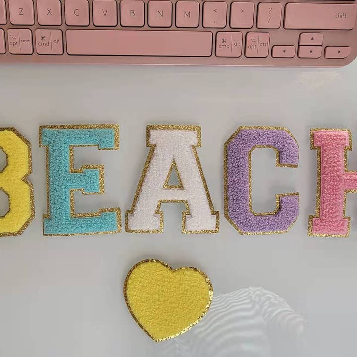 Chicbaby LLC - Wholesale Patch - 3 inch Iron on letters, Yellow, Chenille Letters, varsity