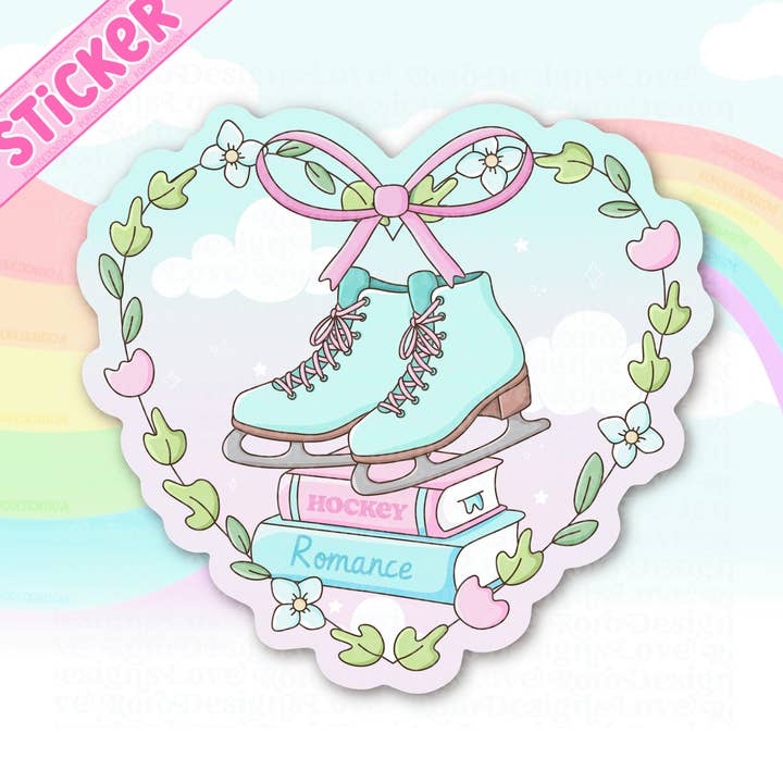 Hockey romance book trope pastel heart sticker for kindle for wholesale by RoroDesignsLove