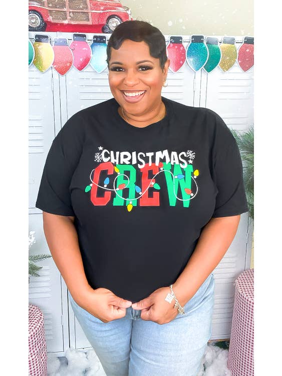 Sugar Stitch - Wholesale Screen Printed T-Shirt - Women's - Christmas Crew with Lights Graphic T-Shirt