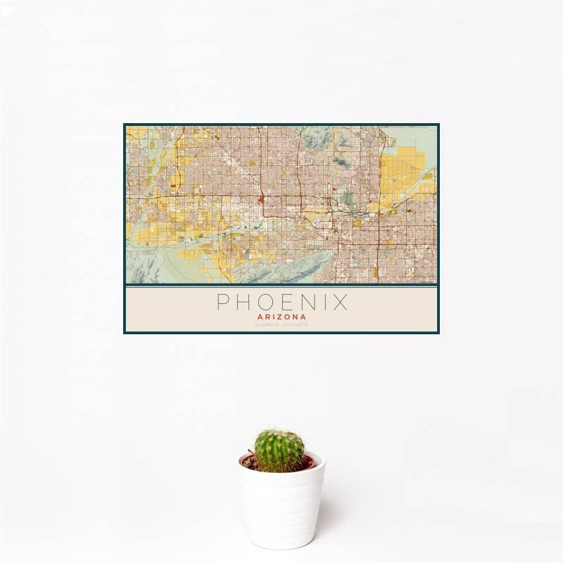 JACE.design - Wholesale Art Print - Phoenix AZ Map Print Woodblock1