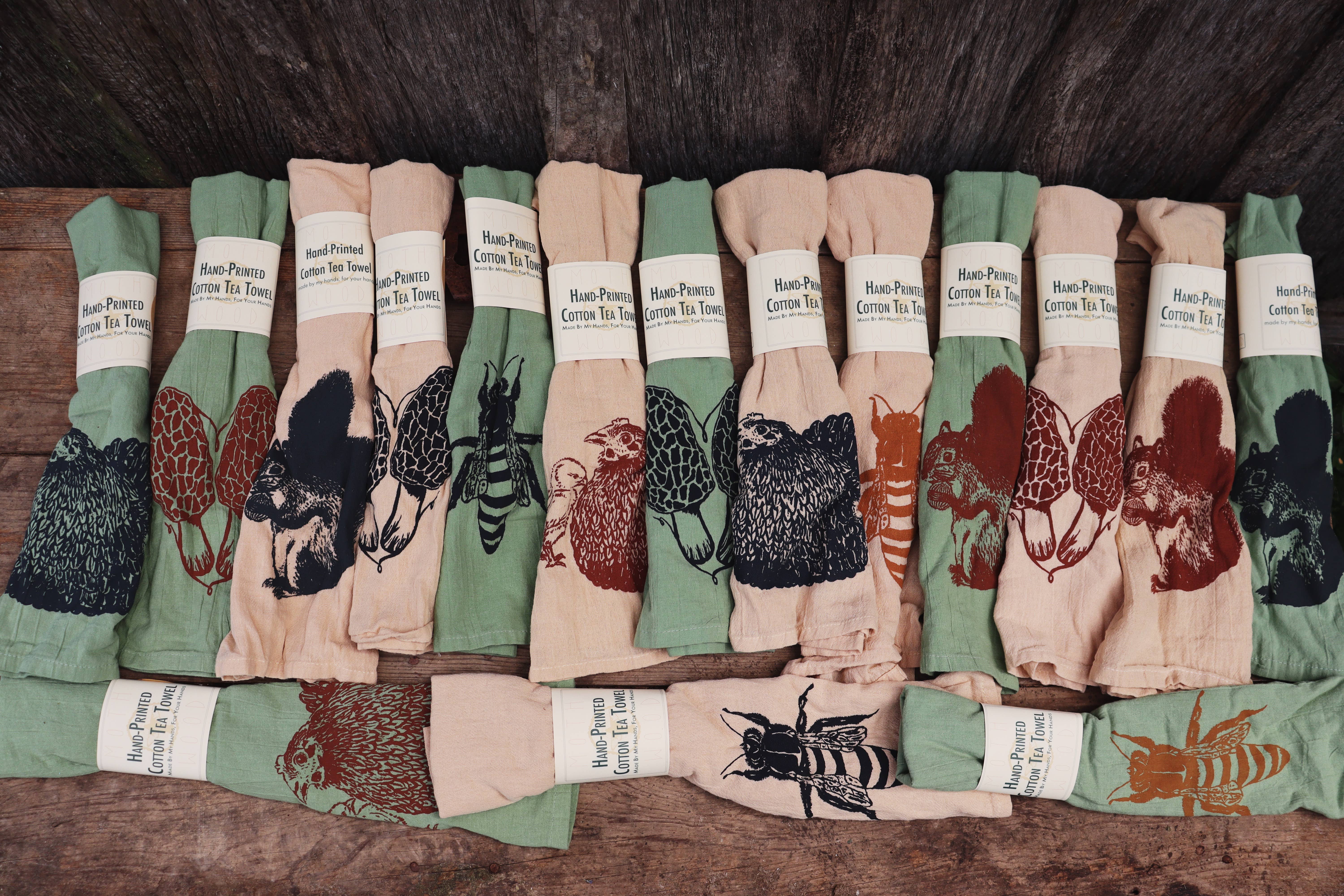 MOTH WOOD - Wholesale Tea Towel - Hand Screen Printed Cotton Tea Towels13