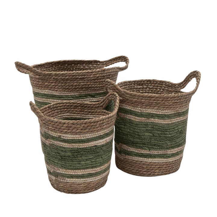 Olive Seagrass Baskets | Set for wholesale by MajKay