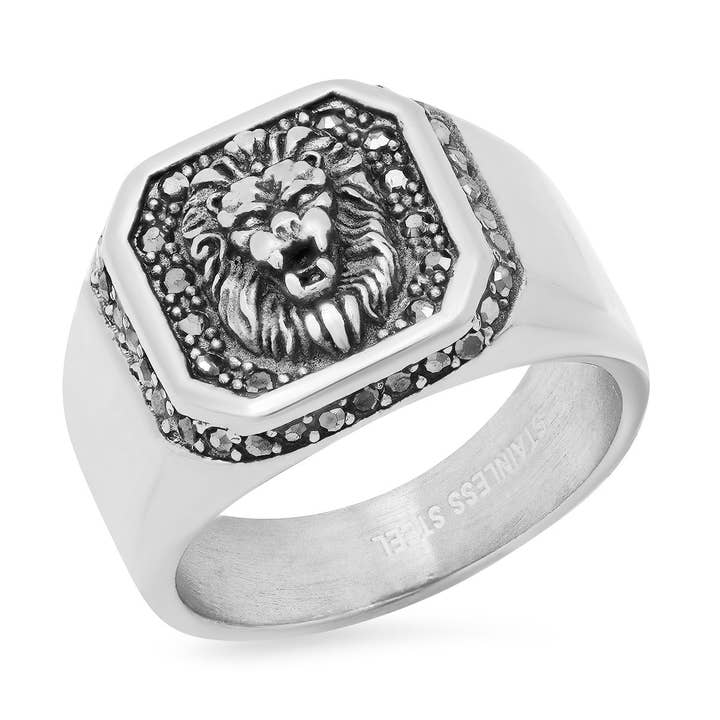 Anello con la testa dei Lions per la vendita all'ingrosso da parte di Steeltime NYC