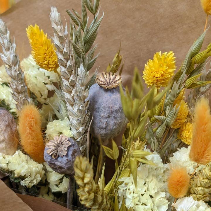 Banksia Botanicals - Wholesale Dried/pressed flowers - Yellow Dried Flower Arrangements5