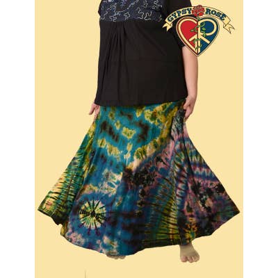 Gypsy Rose - Wholesale Skirt - Women's - Starlight Tye Dye Spandex Blend Long Free Flow Skirt