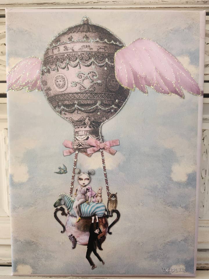 Canvas Wall Art Whimsical Hot Air Balloon n Wings for wholesale by Little Heart Designs