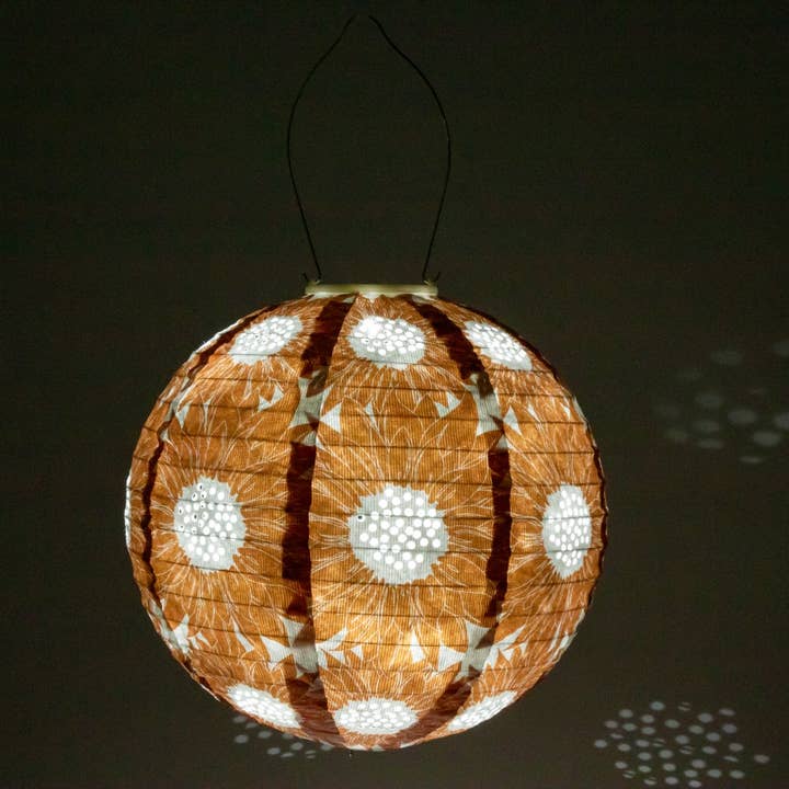 Allsop Home & Garden - Wholesale Buiten/gazonlicht - *NIEUW* Stella Print 12" Globe Solar Lantaarn - Zonnebloem Persimmon