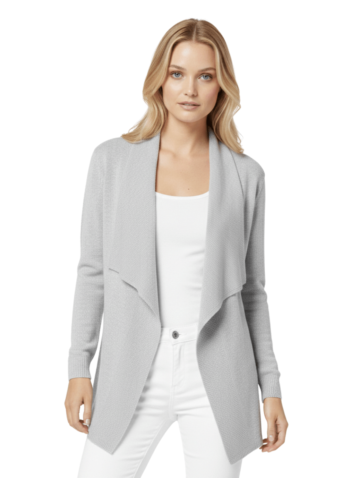 Mak - Wholesale Cardigan - Women's - Long Sleeve Open Front Draped Sweater Cardigan MK821815