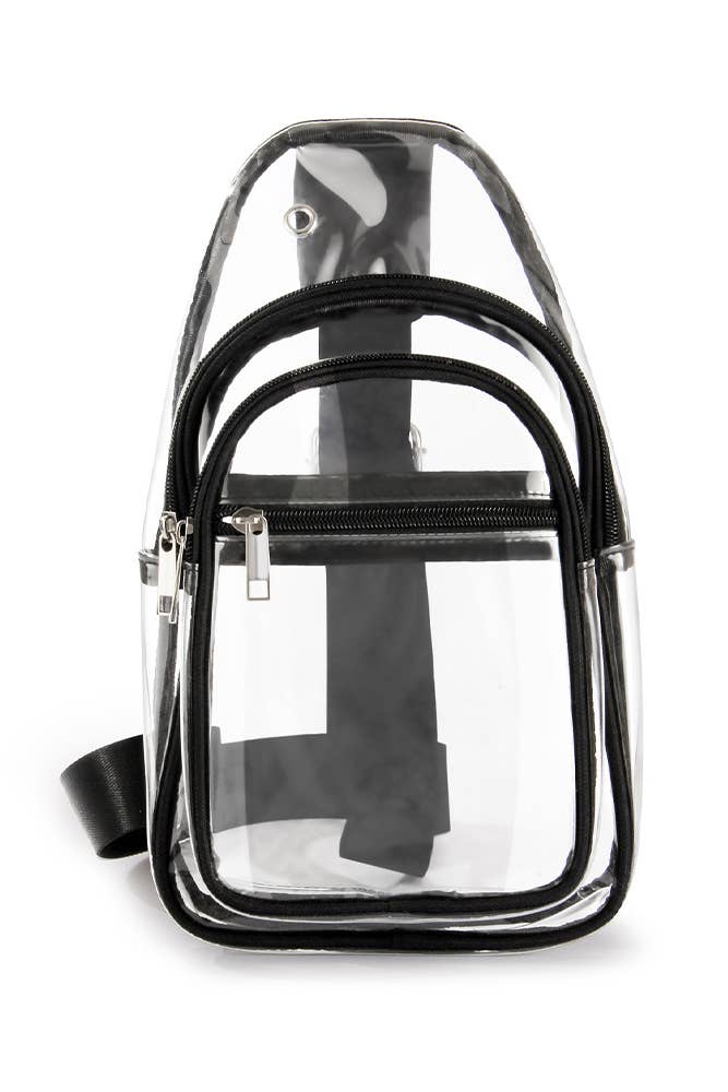 Black Strap Clear Sling Bag MOQ 3pcs ZZKF430 for wholesale on Faire1