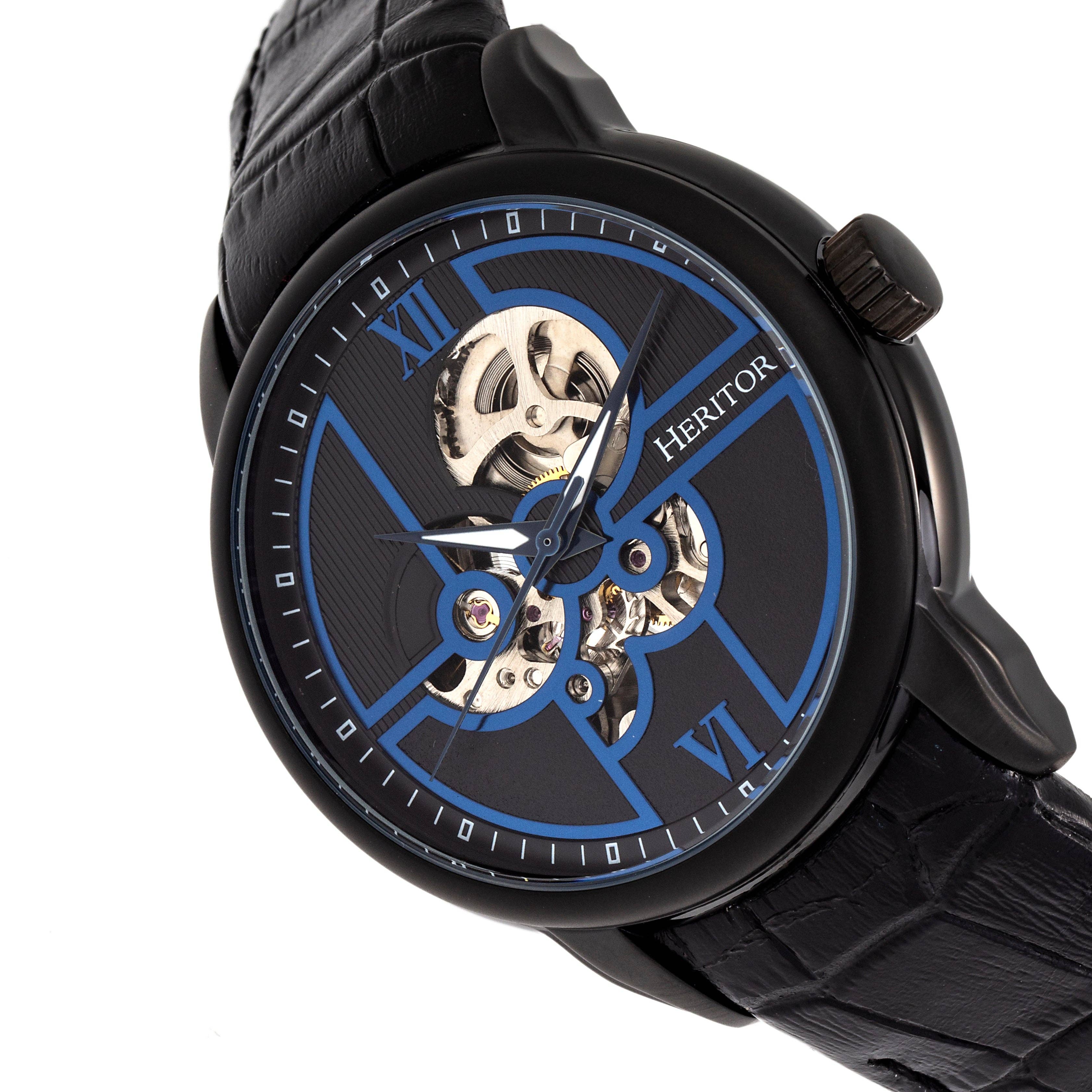Heritor Automatic - Wholesale Wrist Watch - Men's - Heritor Automatic Sanford Semi-Skeleton Leather-Band Watch17