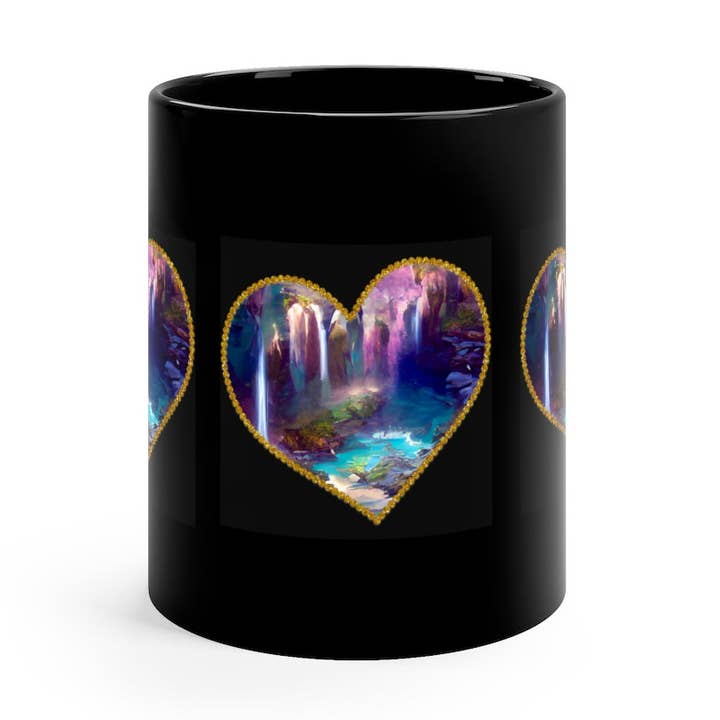 Love in a Romantic Grotto - 11oz Black Mug for wholesale by Lilly's Artwork