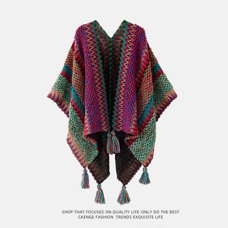 Rosa Clothing - Wholesale Kimono - Women's - Western Colorful Pop stripe Crochet Cardigan kimono shawl4