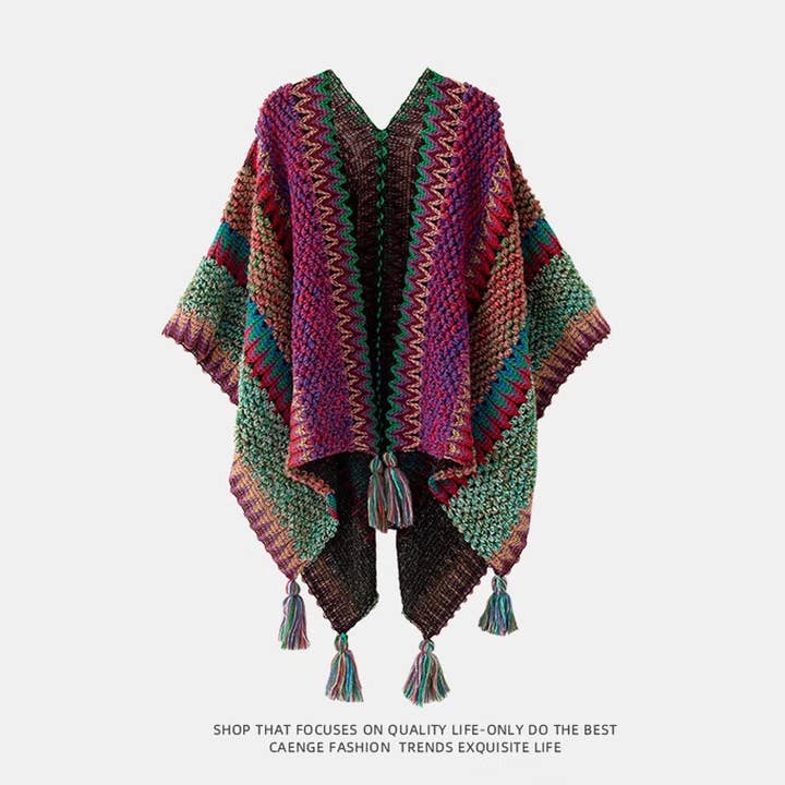 Rosa Clothing - Wholesale Kimono - Women's - Western Colorful Pop stripe Crochet Cardigan kimono shawl4