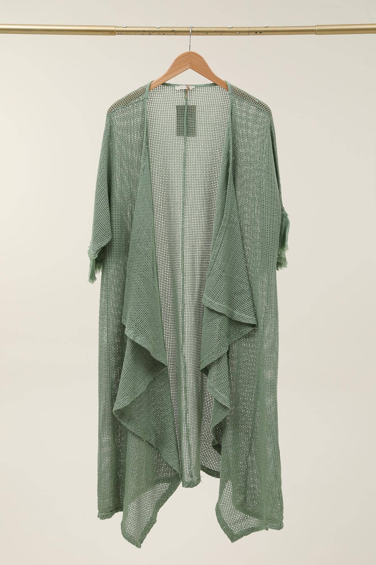 LÉA & LUC - Wholesale Vest - Dames - Opengewerkt vest van 100% katoen met 100% linnen mouwen REF. 608655