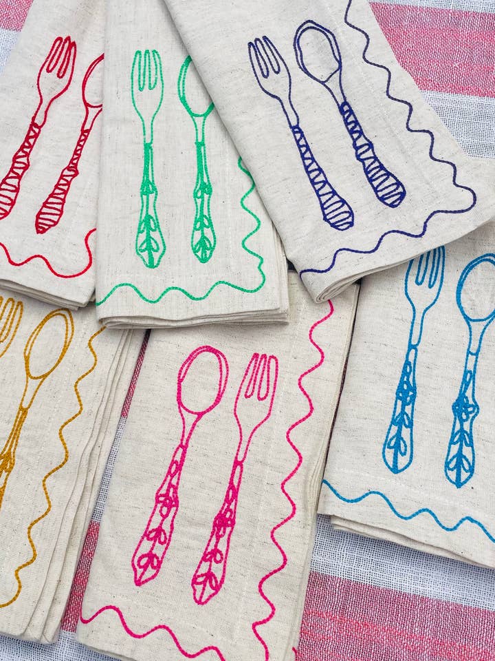 Embroidered Cutlery Napkins (Set of 6) for wholesale by See+QUIN Ltd