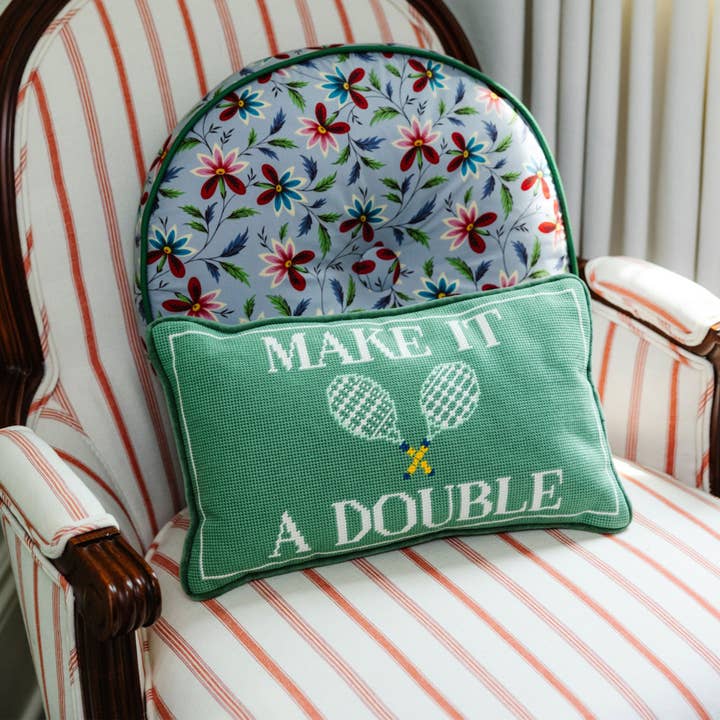 Make It A Double Needlepoint Pillow for wholesale by Furbish Studio