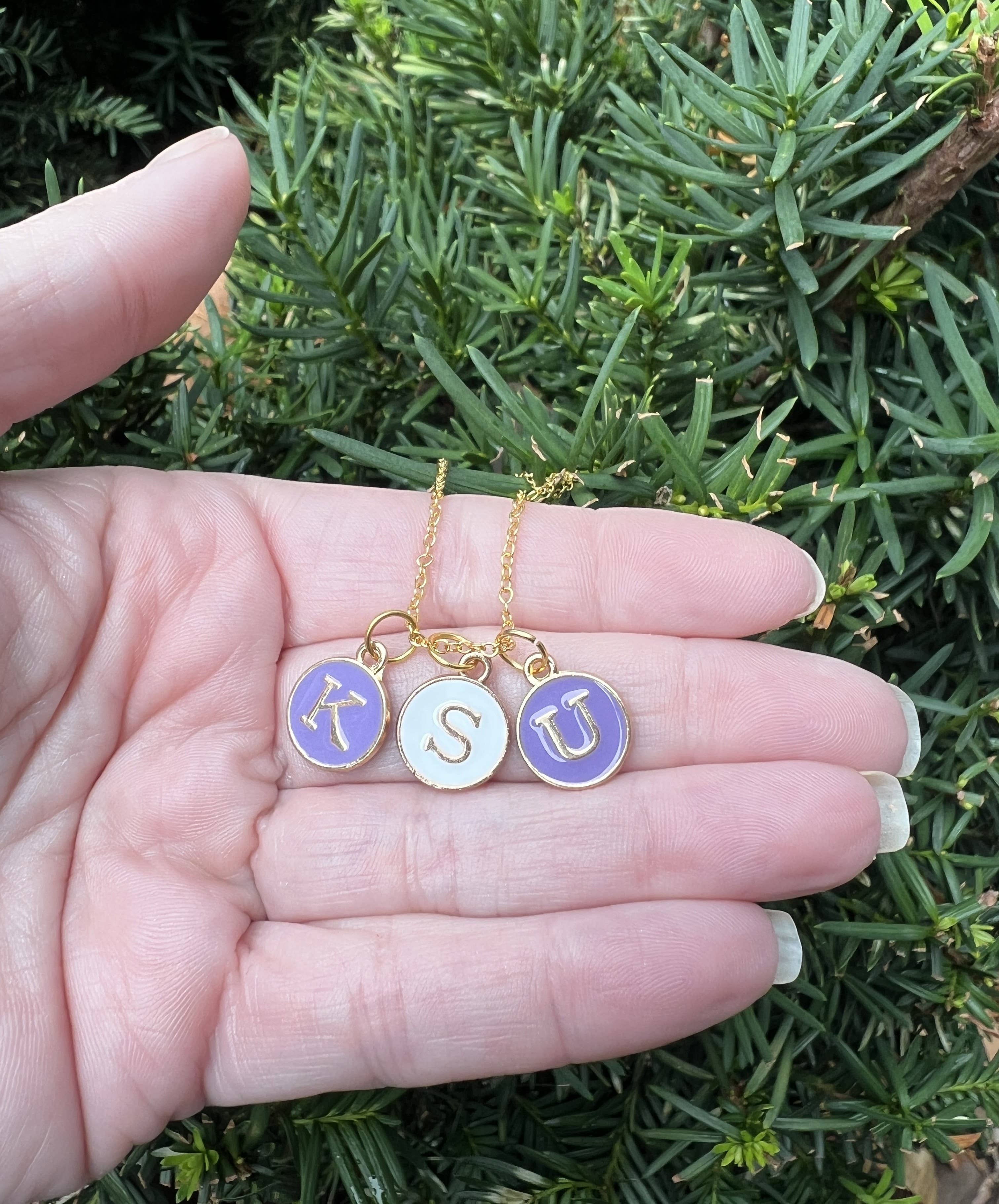 Baubles by B - Wholesale Pendant/Charm Necklace - Purple White KSU Kansas State University Charm Necklace Cats7