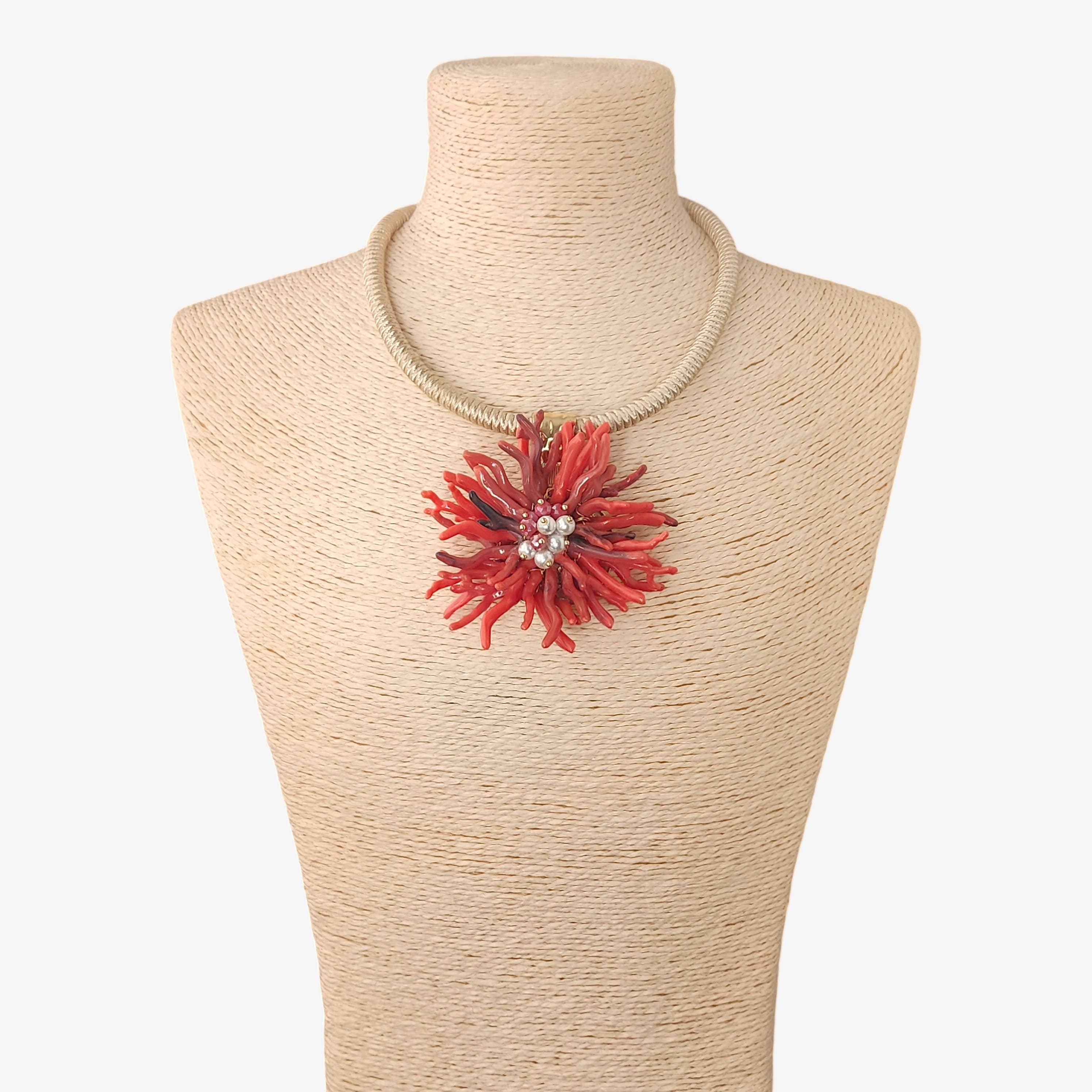 Bijoux Envie Statement Jewelry - Venta al por mayor Gargantilla/collar - Collar de Flores de Coral Rojo | Joyería para el Día de San Valentín2