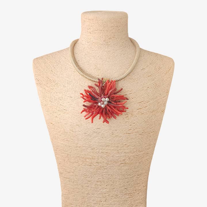Bijoux Envie Statement Jewelry - Venta al por mayor Gargantilla/collar - Collar de Flores de Coral Rojo | Joyería para el Día de San Valentín2
