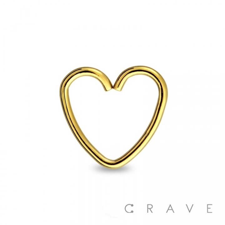 CRAVE BODY JEWELRY - Wholesale Nose Ring - 316L SS HEART SHAPE NOSE HOOP RING