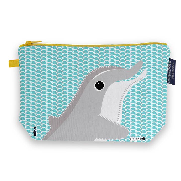Etui met dolfijn van biologisch katoen met rits voor wholesale door Coq En Pate