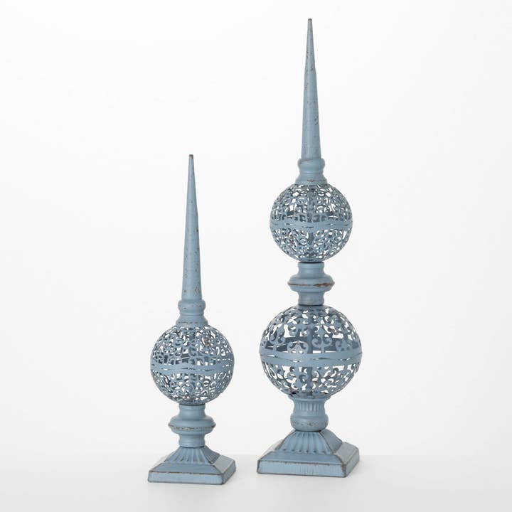 Sullivans Home Decor - Wholesale Decorative Figurine - Metal Tabletop Finial Set Of 2
