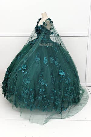 Chicas – Vestido comprido - Mulher por atacado – Vestido de Quinceanera com Flores e Capa com Abertura CHF301839