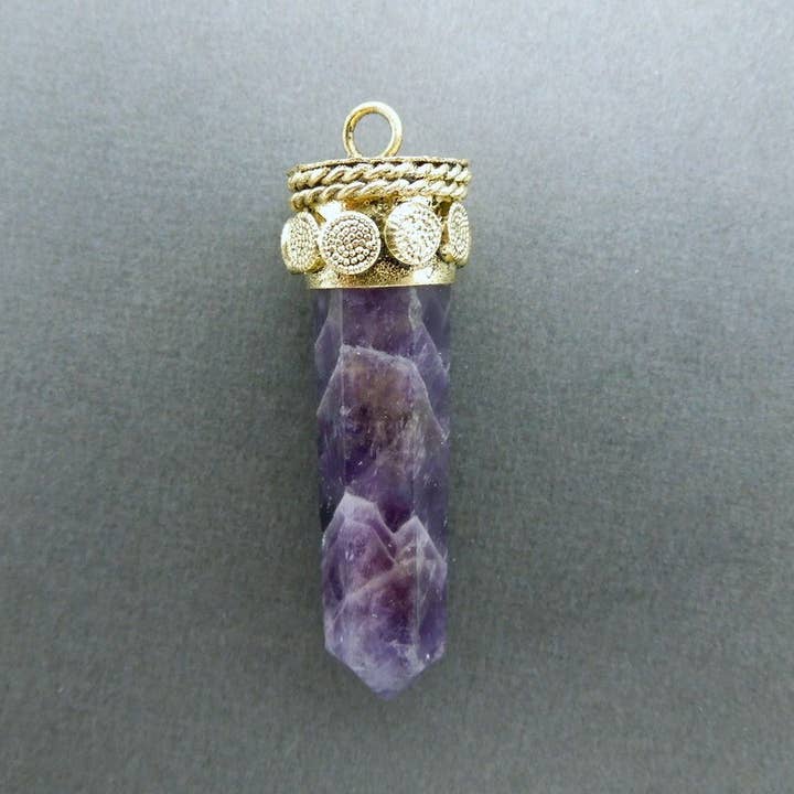 Jewelers Paradise - Wholesale Individual Charm/Pendant - Amethyst Point Crystal Pendant1