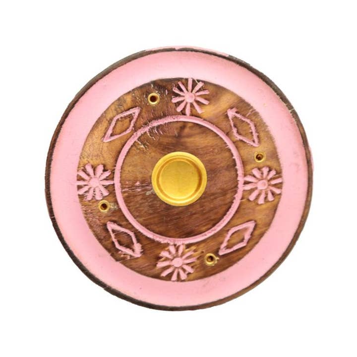 Crystal Magick Wholesale Ltd - Wholesale Incense Holder - Round Pink Pattern Ashcatcher