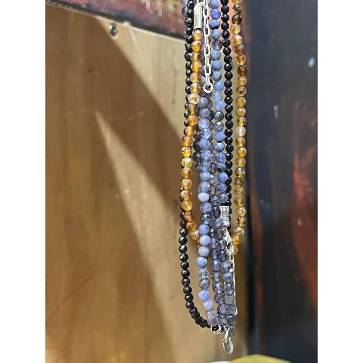 Three jax - Wholesale Beaded/pearl necklace - Tanzanite Faceted Gemstone Necklace 9253