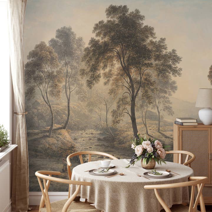 Tree Landscape Wallpaper, Forest Scenic Wall Mural for wholesale by SimurgWallArts