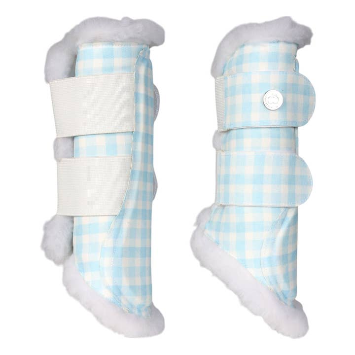 Dapplebay Gingham Brush Boots-Blue/White for wholesale by JPC Equestrian