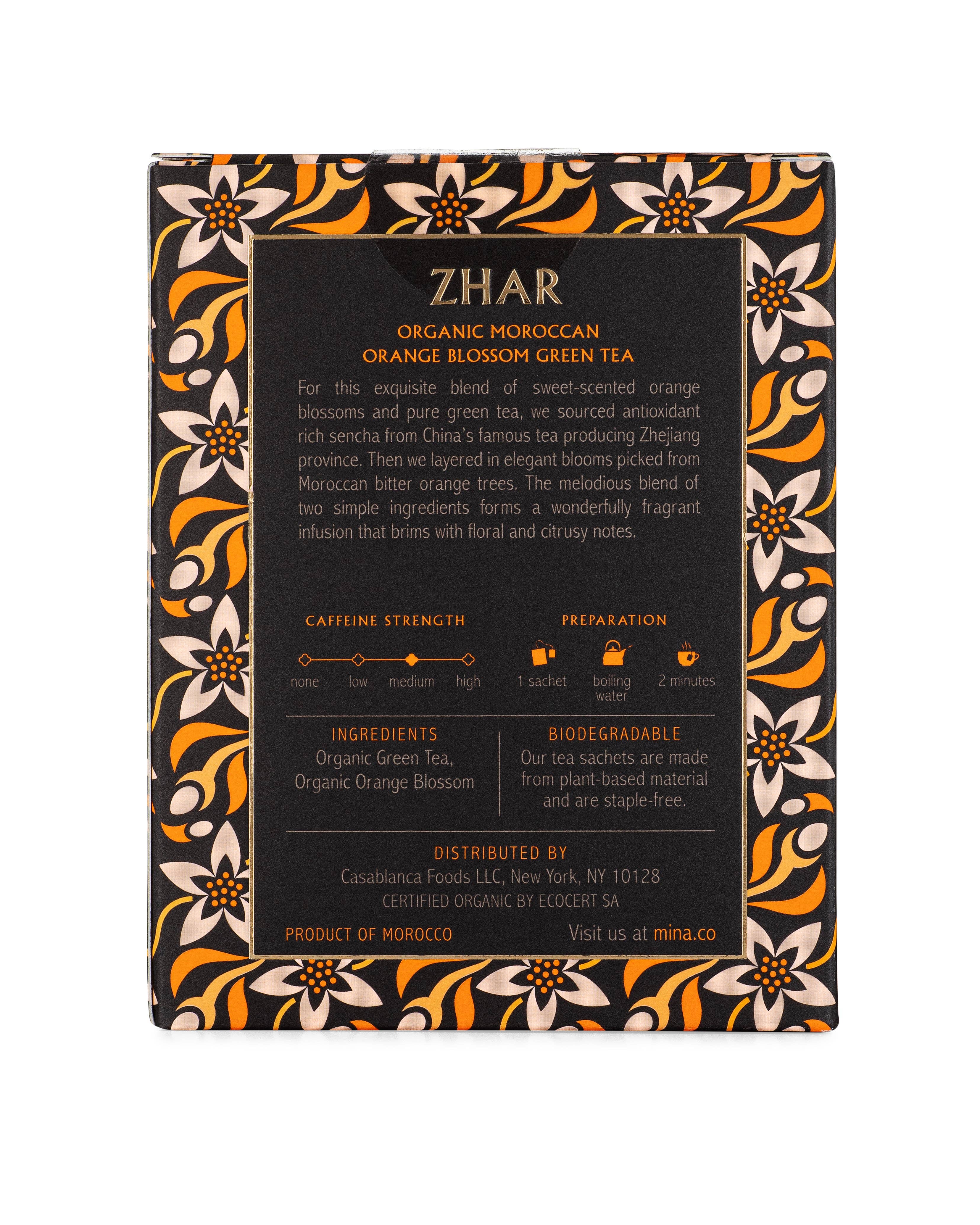 TEA@　0527 Wholesale 15ct Zhar Organic Moroccan Orange Blossom Green Tea for