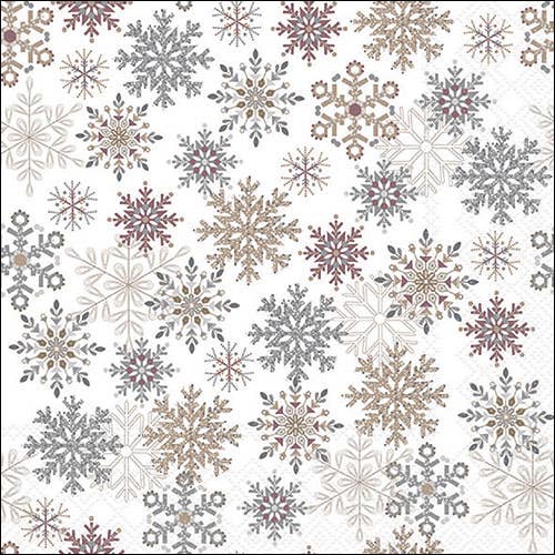 Lunch Napkin - Snowflakes All Over WHITE for wholesale by Elegant Gifts
