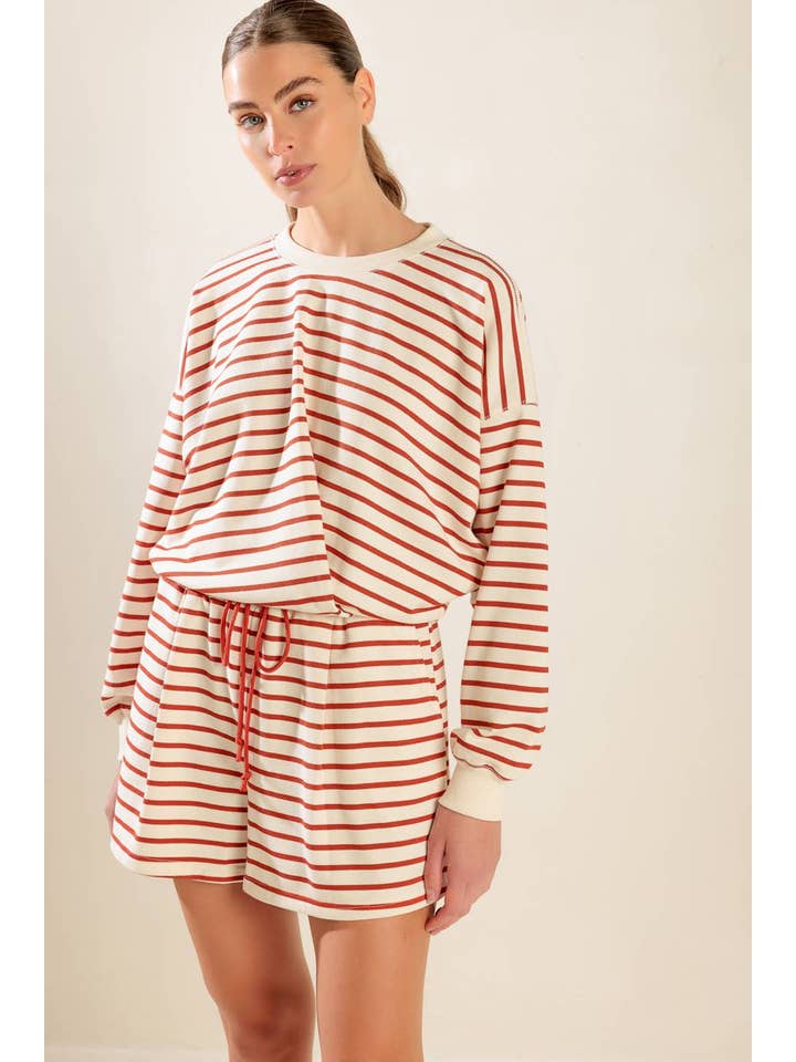 A striped french terry top - FT1432 CREAM PUMPKIN for wholesale on Faire