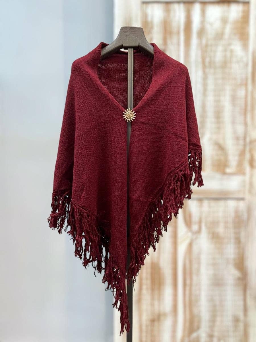 SWEET MAGIC MODA Y COMPLEMENTOS - Wholesale Poncho - Women's - ASYMMETRIC KNIT PONCHOS WITH CLASP0