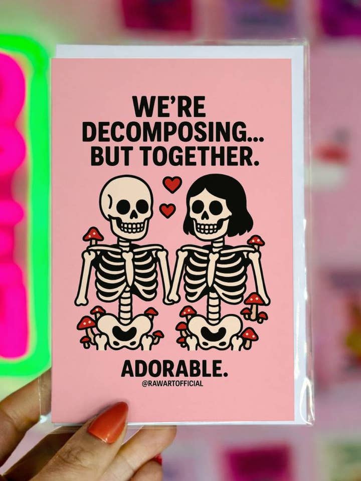 Carte d'anniversaire de squelette drôle : Carte de vœux d'amour gothique, Romance effrayante pour la vente par Hot Mess Paper Co.