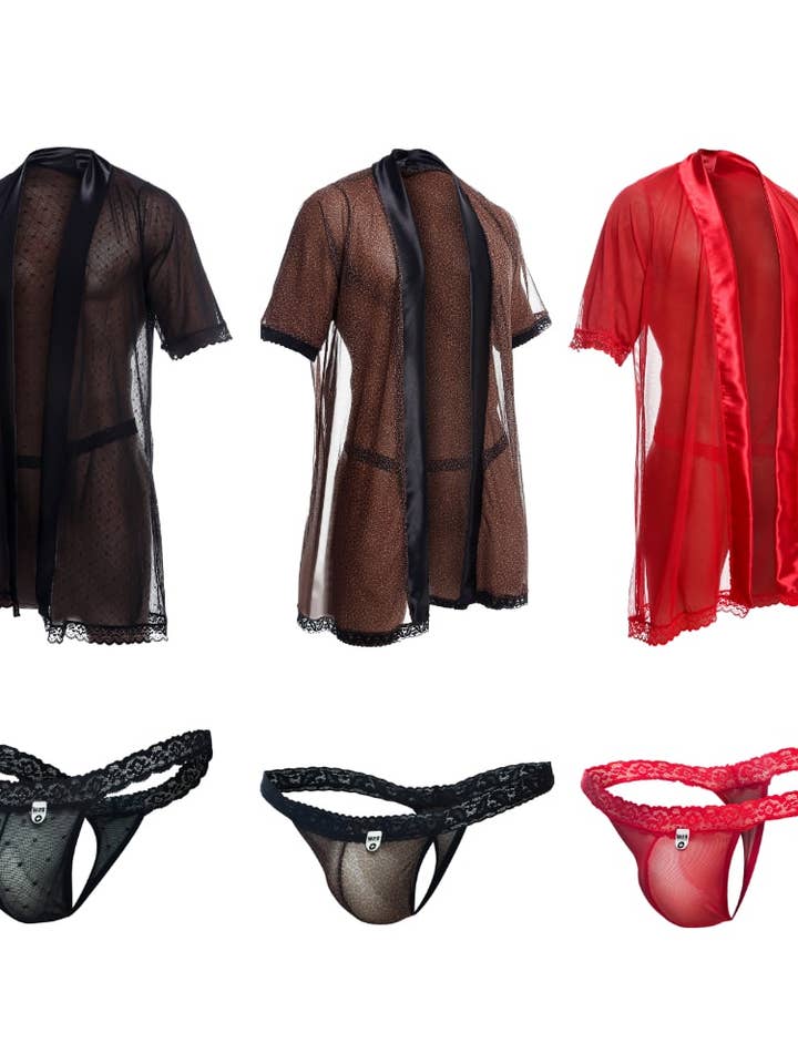 Set Accappatoio e Perizoma Seducente Mob per la vendita all'ingrosso da parte di Malebasics Underwear