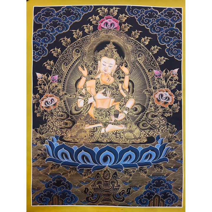 Peinture Thangka de Vajrasattva Shakti pour la vente par Art Of Tibet