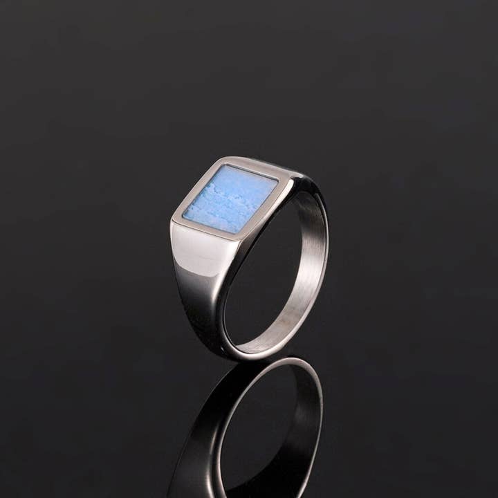 Square Blue Lace Agate Ring - Silver for wholesale on Faire3