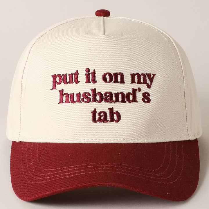 Fashion City - Wholesale Baseball Cap - Women's - put it on my husband's tab Embroidery Canvas Cap