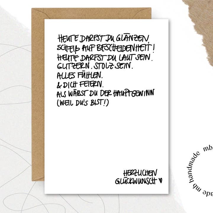 Today you can shine - CONGRATULATIONS for wholesale by mb handmade